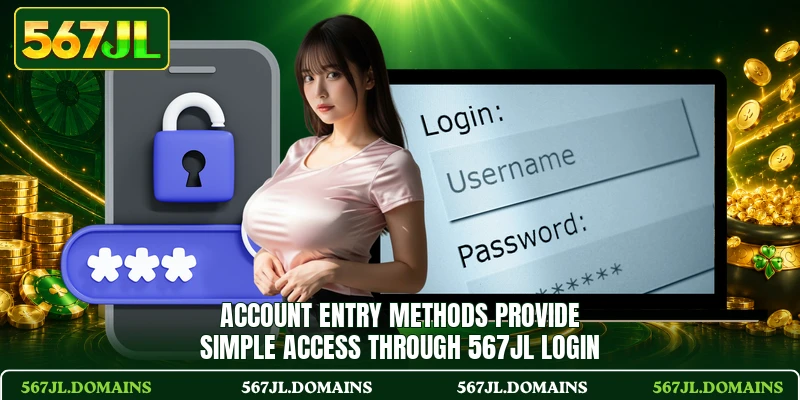 Account entry methods provide simple access through 567JL login