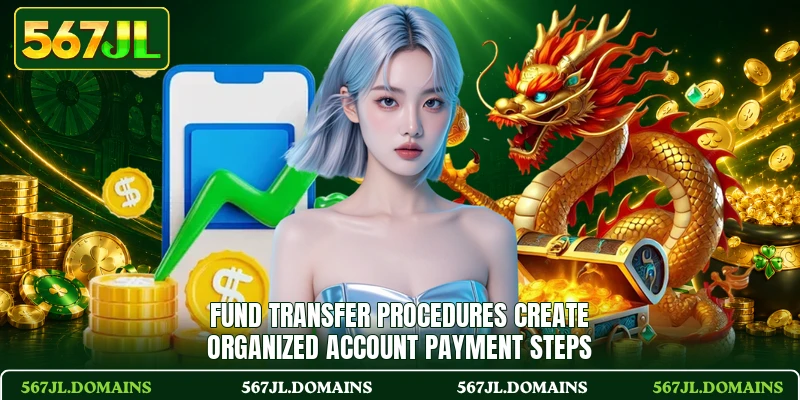 Fund transfer procedures create organized account payment steps