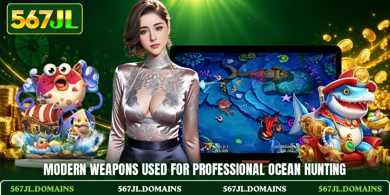 Modern weapons used for professional ocean hunting