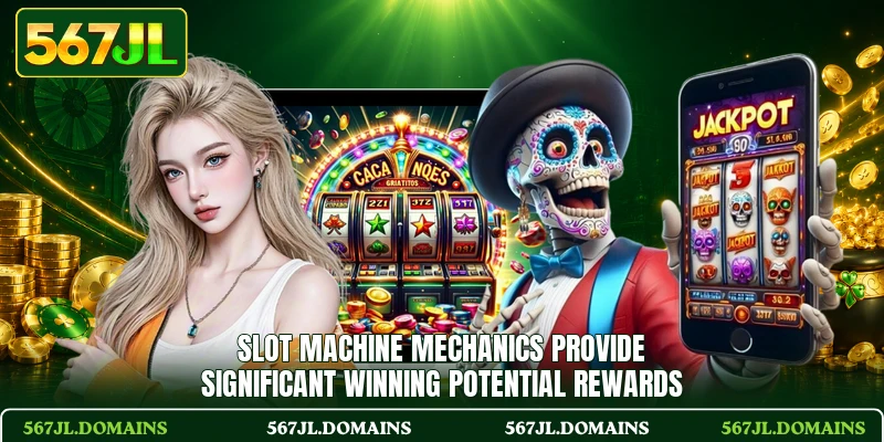 Slot machine mechanics provide significant winning potential rewards